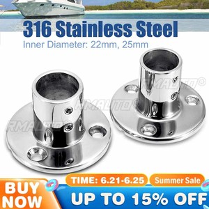 Base de tube de bateau en acier inoxydable 316, support de fixation pour main courante marine, durable, résistant à la rouille, réutilisable - Product Image 1