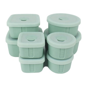 Kids Adults Portable Rectangle Bento Lunch Box Leakproof Silicone Food Containers