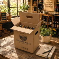Boîte d'expédition de luxe pour 6 bouteilles de vin à double paroi, en carton ondulé avec poignée, étui en carton recyclable, Offre Maître