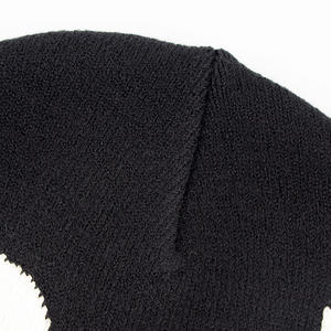 Winter Black Cuffless Graphic Beanie Acrylic Jacquard Knitted Beanie Hats for Men - Product Image 3