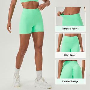 Pantalon court <span class=keywords><strong>push</strong></span> <span class=keywords><strong>up</strong></span> pour femmes, short de motard <span class=keywords><strong>legging</strong></span> de yoga avec design <span class=keywords><strong>plissé</strong></span>, vente en gros - Product Image 3