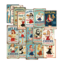 Panneaux en métal rétro Pin-up Beer Girl, décor mural vintage pour Man Cave, garage, bar à domicile, pub, enseignes d'art métallique