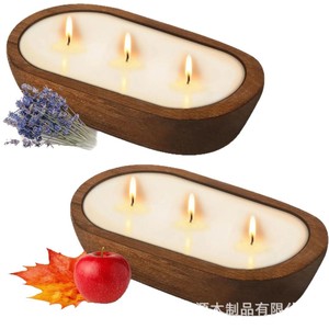 ที่ใส่เทียนไม้รูปวงรี ไม้เนื้อแข็ง ของตกแต่งบ้าน งานฝีมือชานตง - Product Image 5