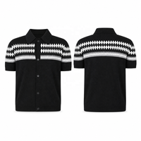 Grosir Pakaian Rajut Pria, Sweater Pria Jacquard Lengan Pendek, Kardigan Pria Kancing Desainer, Siap Kirim untuk Musim Panas