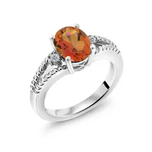 925 ayar gümüş mistik Topaz takı turuncu Topaz düğün hediye nişan yüzüğü