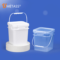 Ember Plastik PP Persegi Food Grade Grosir dengan Tutup IML Kustom 2 Galon, Wadah Kemasan Makanan untuk Kue Kering, Camilan, Catur