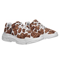 Chaussures de course d'été personnalisées en gros avec impression de grains de café, respirantes, légères, en maille, avec logo imprimé en 3D, baskets de sport décontractées