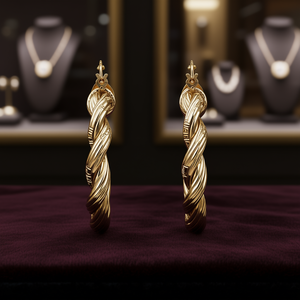 Orecchini a Cerchio Intrecciati Lafon in Oro Massiccio 18K, Design Classico Unisex per Uso Quotidiano - Product Image 2