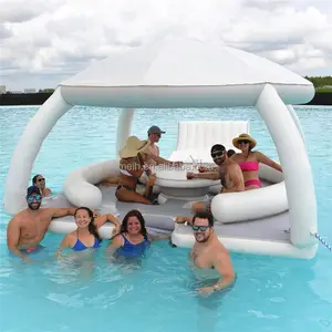 गर्म बिक्री आउटडोर पानी मनोरंजन उपकरण के साथ Inflatable पानी मंच तम्बू अवकाश पार्टी अस्थायी द्वीप डॉक पानी सोफे