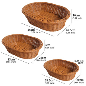 Handgemaakte, ecovriendelijke, duurzame, geweven rotan plastic opbergmand met opvouwbare handgrepen, stapelbaar ontwerp voor het opbergen van fruit/groenten - Product Image 3