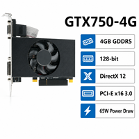 Nouvelle carte graphique GTX750 4 Go GDDR5 128 bits PCI Express DirectX 12 à profil bas pour ordinateur de bureau de jeu DVI VGA avec ventilateur