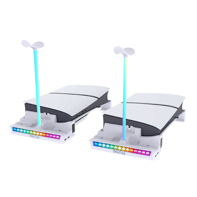 RGB Horizontal Stand Storage Rack PS5 Charging Dock Holder for PS5 Slim Disc&Digital Version Console Game Accessories