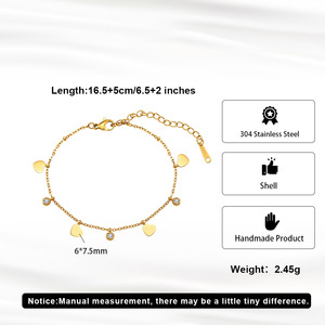 Großhandel Edelstahlarmband mit 18 Karat Vergoldung und Herzanhänger für Mädchen, individuelle Verpackung - Product Image 6