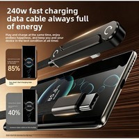 Nouvel Arrivage Câble de Données Android Type-C Tressé à Charge Rapide 240W avec Support Pliable pour iPhone 17, Transfert de Données à Angle Droit