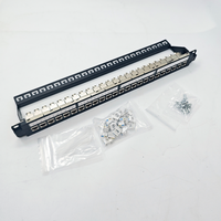 Panel Patch 24 Port CAT5e CAT6 CAT6A UTP STP 1U 19 Inch Rack Mount dengan Bar Manajemen Kabel STP Patch Panel