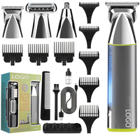 Tondeuse à cheveux électrique sans fil tout-en-un pour hommes avec 3 lames en acier inoxydable, 8 guides de coupe, câble Type-C et kit de toilettage capillaire LED
