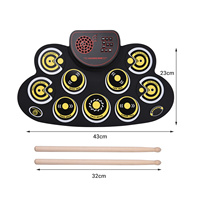 Haut-parleur enroulable Ensemble de batterie électronique Tambour en silicone souple avec pédales Baguettes de batterie