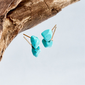 Bán Buôn Tinh Thể Tự Nhiên Đá Thép Không Gỉ <span class=keywords><strong>18K</strong></span> Vàng Bông Tai Cho Phụ Nữ Đá Quý Đồ Trang Sức Pha Lê Turquoise Bông Tai Tai <span class=keywords><strong>Stud</strong></span> - Product Image 2