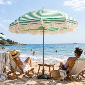 Sombrilla de Playa con Flecos y Estampado Digital Personalizado 2026, 8 Varillas, Protección UV50+, Resistente al Viento, Poste de Madera de Haya, 200cm, Parasol <span class=keywords><strong>para</strong></span> <span class=keywords><strong>Patio</strong></span>, Venta al Por Mayor - Product Image 3