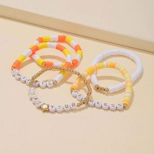 Custom Stretch <b>Beaded</b> With Colorful Letter <b>Charms</b> - Personalized Multi-Layer <b>Bracelets</b> for Promotional Gifts - Product Image 2