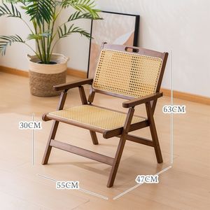 Chaise de salle à manger en bois massif de haute qualité, revêtement en rotin, écologique, pliable, design moderne pour la maison, le bureau, la salle à manger ZN 544 - Product Image 3