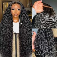 Pelucas de Cabello Humano con Ondas Profundas, Rizadas, con Encaje Frontal 13x6 13x4 para Mujer Negra, Línea de Cabello Pre-Arrancada, Alibaba