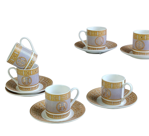 Ensemble de 12 tasses à expresso de style moyen-oriental, tasses à café en céramique minimalistes avec soucoupes pour la maison et le bureau - Product Image 1