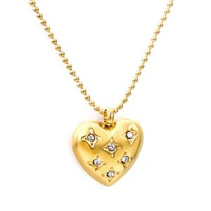 Nouvelle tendance, collier avec pendentif en forme de cœur en zircon éclatant, plaqué or 18 carats, en acier inoxydable, bijoux pour la Saint-Valentin pour femmes - Product Image 1