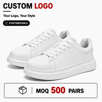 Baskets de créateur pour hommes, logo personnalisé, blanches, basses, décontractées, semelle épaisse, OEM, marque privée, tige en microfibre, TPU