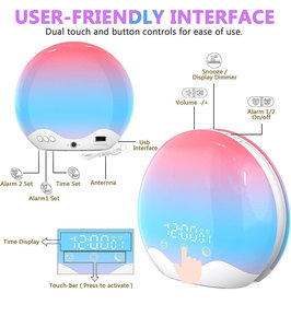 Lámpara de Noche Inteligente con Simulación de Amanecer y Atardecer, Reloj Despertador Digital LED con Luz Nocturna RGB de Doble Cara - Product Image 5