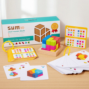 บล็อกตัวต่อสาม<span class=keywords><strong>มิติ</strong></span>ทำจากไม้สำหรับเด็กอนุบาลเกมกระดานเรขาคณิตของเล่นเพื่อการศึกษาปฐมวัย - Product Image 2