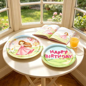 Platos de Papel Desechables con Diseño de Princesa para Cumpleaños - <span class=keywords><strong>Vajilla</strong></span> Desechable de 7/9 Pulgadas con Unicornio para Niñas - Product Image 2