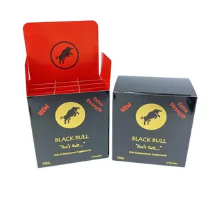 Biểu Tượng Kỹ Thuật Số 15Ml Đen Bull Cực Mật Ong Ăn Được Đóng Gói Hộp Giấy Mật Ong Gói Chất Lỏng Túi Vòi Moq 100