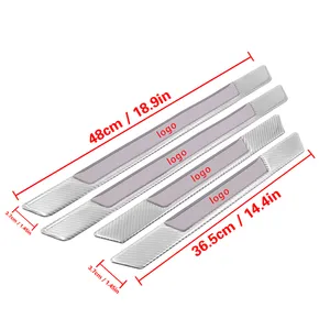 碳纤维汽车门槛防擦板贴纸橡胶面板保护器标志汽车配件