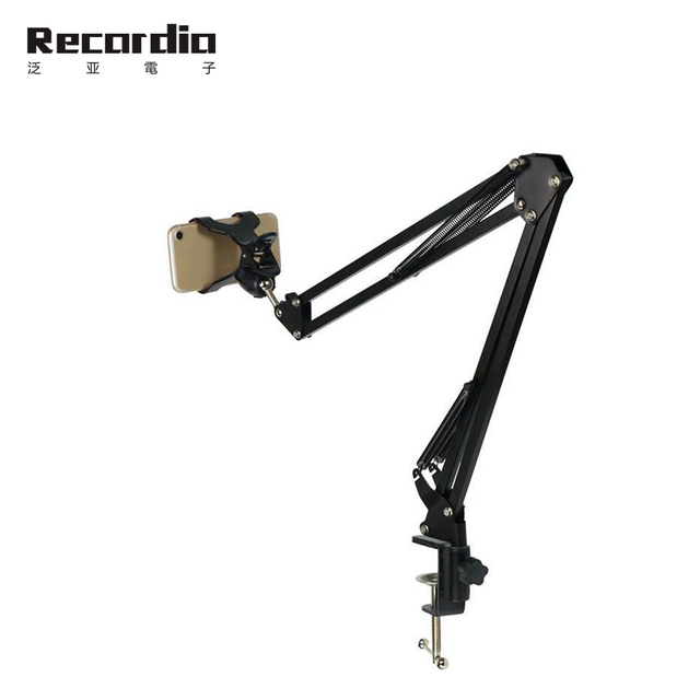 Recordio GAZ-35A Metal Table Mount Microphone Stand with Adjustable Scissor Arm for Voice Singing Studio Recording and Gaming
