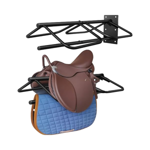 Porte-selle Mural 3 Crochets – Rangement Selle Western Et Anglaise – Noir 100 Lbs
