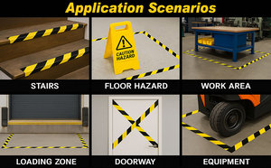 Tùy chỉnh Heavy-duty <span class=keywords><strong>PVC</strong></span> tầng đánh dấu băng, vàng đen Road bãi đậu xe tự dính an toàn công nghiệp cảnh báo tầng Băng - Product Image 4