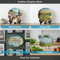 Assiette Souvenir 3D Personnalisée en Résine – Paysages Mondiaux (Paris, Londres, Rome, New York) – Plat Décoratif avec Support pour Maison, Bureau, Cadeau