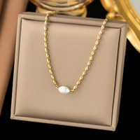 Collier en acier inoxydable avec perles dorées, perles irrégulières de luxe, transparentes, colliers de perles, tempérament doux, électroplaqué pour bijoux