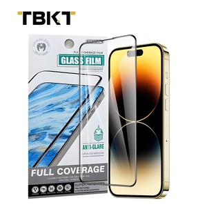 Protectores de pantalla de vidrio templado 2.5D para <span class=keywords><strong>iphone</strong></span> 13 14 Pro max, protectores de pantalla de cubierta completa - Product Image 1