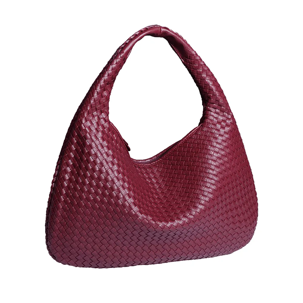 Bolso tejido de cuero vegano, bolsos Hobo para mujer, bolso de hombro con asa superior, bolso trenzado, monedero hecho a mano para axilas