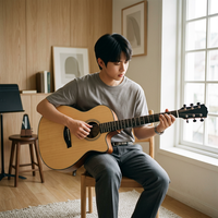 Guitarra Acústica Tamaño Completo, Tapa de Abeto, Diapasón de Palisandro, 6 Cuerdas, Clavijas de Afinación Totalmente Cerradas para Práctica