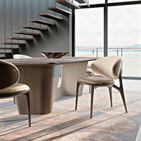 Ensemble Table à Manger Rectangulaire Moderne de Luxe en Marbre avec 6 Chaises pour Salle à Manger