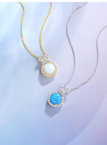 Collar de Plata de Ley 925 al por Mayor con Baño de Rodio, Cadena de Caja y Colgante Cuadrado de Ópalo, Elegante para Mujer, Ideal para Compromiso, Boda o Fiesta - Product Image 4