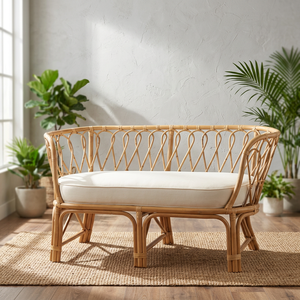 Sofá Largo de Jardín de Madera de Indonesia, Silla de Hotel Hecha de Mimbre con Estructura de Ratán y Tejido de Ratán Jawit - Product Image 3