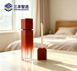 Reddish Brown Empty Square Gradient Transparent <b>Lip</b> Oil Tube for Cosmetic Packaging - Product Image 1