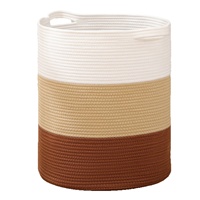 Panier de rangement domestique transfrontalier, panier à linge portable, seau de rangement pour jouets en corde de coton tressée avec poignées, organisateur de bureau