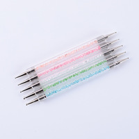 Kit de 5 stylos à double tête diamantée pour nail art, idéal pour la décoration de fleurs et la création de motifs