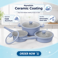 Ensemble de casseroles et poêles individuelles OEM Morden Safe en aluminium moulé, 6 pièces, revêtement céramique antiadhésif, pour petite cuisine