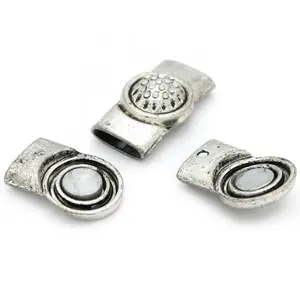Antique Silver Zinc Alloy Flat Clasp Metal Jewelry Finding End for Leather Cords Bracelets Making